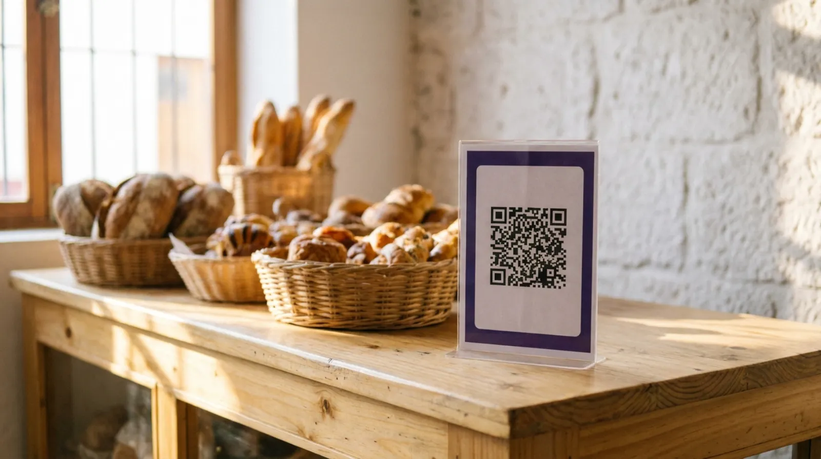Une boulangerie pose son QR sur le comptoir